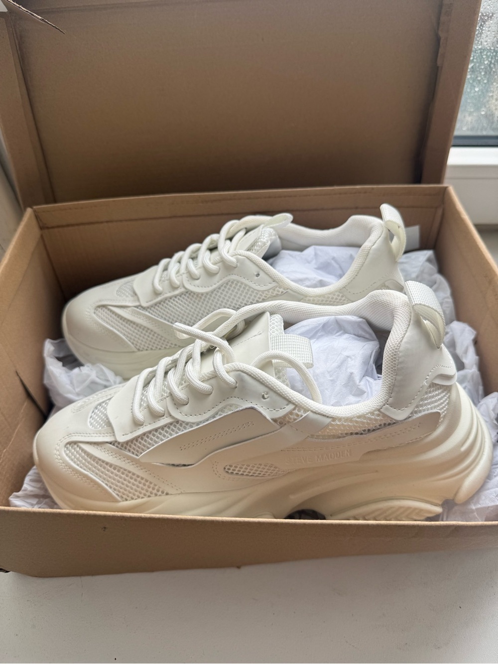 Steve Madden Men's Chunky Lace-Up Sneakers in Off-White
